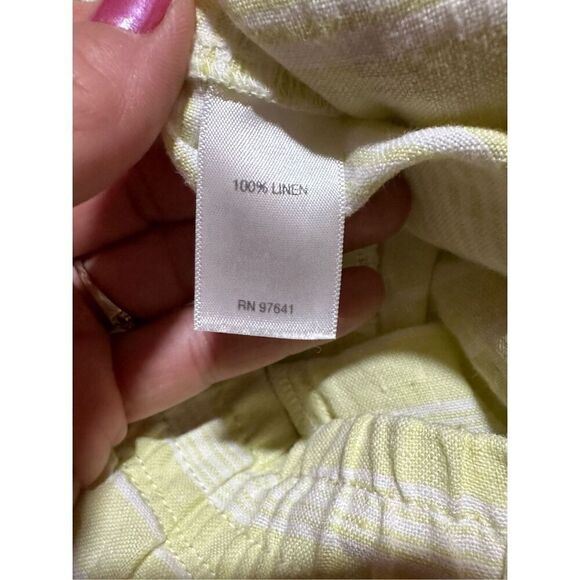 NEW J Jill 100% Linen Drawstring Striped Shorts Citron White Size M linen legenl - Picture 7 of 9